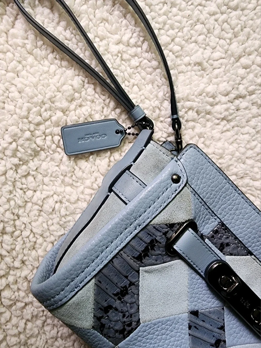 Coach Patchwork Crossbody Bag in Dusty Blue